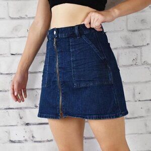 - MADEWELL Moto Style Zip Front Denim Mini Skirt- Women's Size‎ 29
